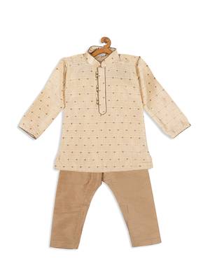 Infant  Gold Silk Blend Kurta Pyjama Set 4
