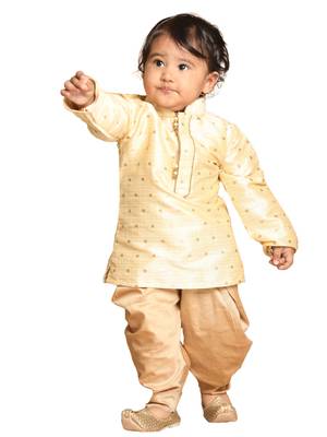  Silk Blend Printed Kids Gold Dhoti Kurta Set for Festivals 2