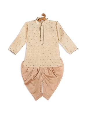  Silk Blend Printed Kids Gold Dhoti Kurta Set for Festivals 4