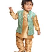 Infant  Green Silk Blend Nehru Jacket