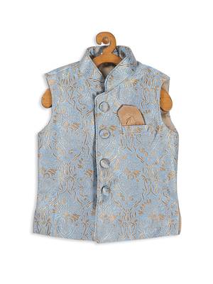 Infant  Grey Silk Blend Nehru Jacket 1