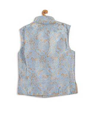 Infant  Grey Silk Blend Nehru Jacket 4