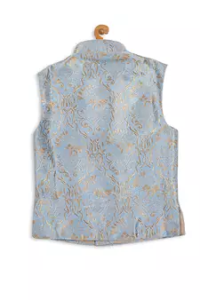 Infant  Grey Silk Blend Nehru Jacket