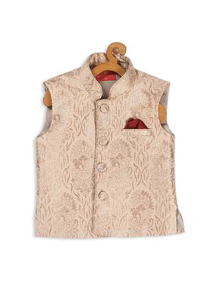 Infant  Rose Gold Silk Blend Nehru Jacket 3