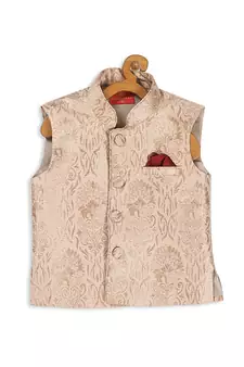 Infant  Rose Gold Silk Blend Nehru Jacket
