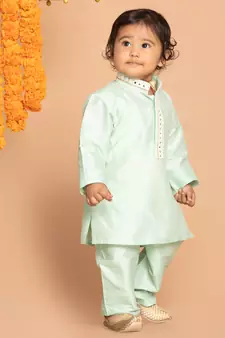 Infant Boys Mint Green Viscose Kurta Pyjama Set