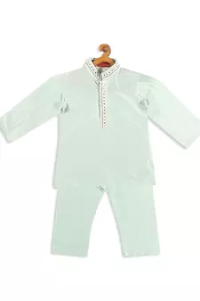 Infant Boys Mint Green Viscose Kurta Pyjama Set