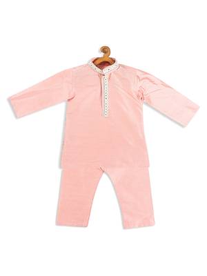 Infant  Pink Viscose Kurta Pyjama Set 4