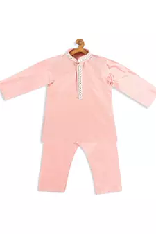 Infant  Pink Viscose Kurta Pyjama Set