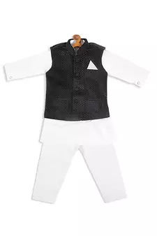 Infant  White Cotton Kurta Pyjama Set