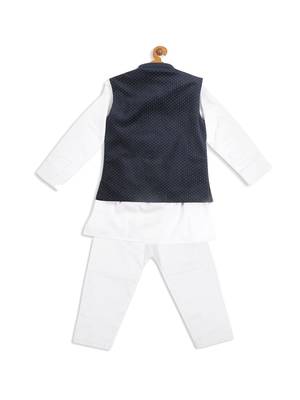 Infant  White Cotton Kurta Pyjama Set 4