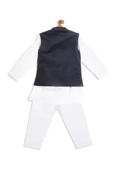 Infant  White Cotton Kurta Pyjama Set