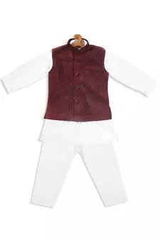 Infant  White Cotton Kurta Pyjama Set