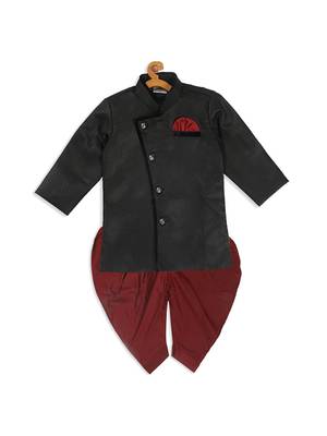 Black Woven Blended Cotton -Sherwani 4