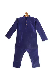 Infant  Blue Silk Blend Kurta Pyjama Set