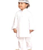 Infant  White Cotton Kurta Pyjama Set