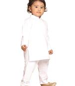 Infant  White Pure Cotton Kurta Pyjama Set