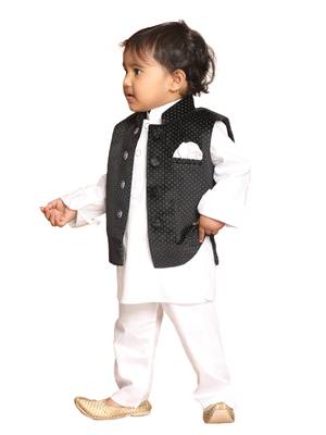 Infant  Black Velvet Nehru Jacket 1