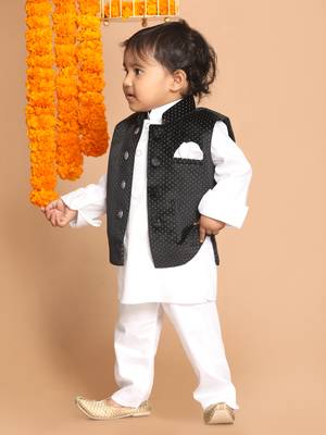 Infant  Black Velvet Nehru Jacket 2