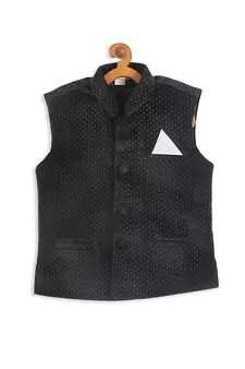 Infant  Black Velvet Nehru Jacket