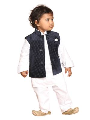Infant  Navy Blue Velvet Nehru Jacket 1
