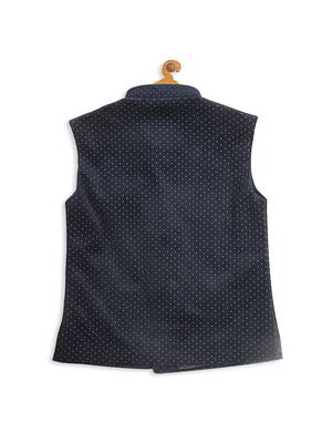 Infant  Navy Blue Velvet Nehru Jacket 4
