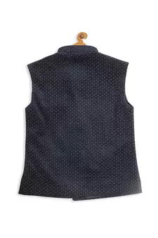 Infant  Navy Blue Velvet Nehru Jacket