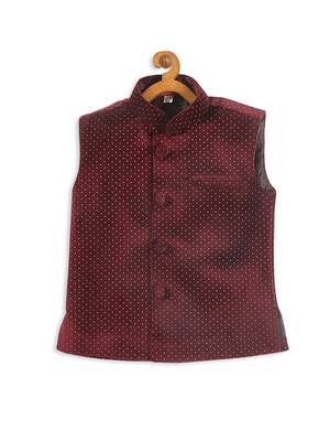 Infant  Maroon Velvet Nehru Jacket 3
