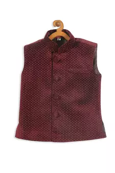 Infant  Maroon Velvet Nehru Jacket