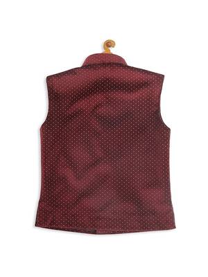 Infant  Maroon Velvet Nehru Jacket 4
