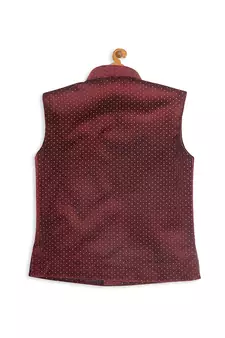 Infant  Maroon Velvet Nehru Jacket