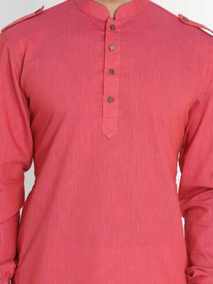 Maroon Woven Blended Cotton Pathani-Suits 4