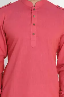 Maroon Woven Blended Cotton Pathani-Suits