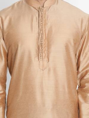Gold Cotton Blend Kurta Pyjama Set 4