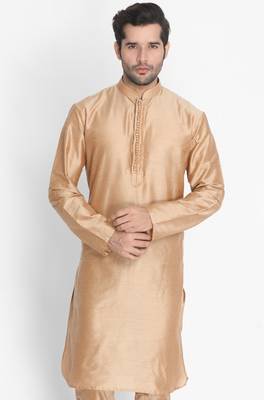 Gold Cotton Blend Kurta 2