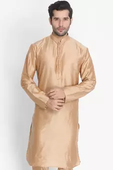 Gold Cotton Blend Kurta