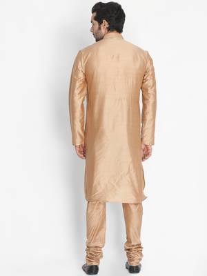 Gold Cotton Blend Kurta Pyjama Set 5