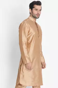 Gold Cotton Blend Kurta