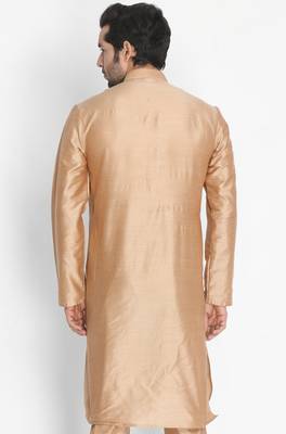 Gold Cotton Blend Kurta 5