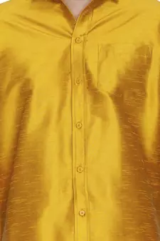 Yellow plain silk blend dhoti-kurta