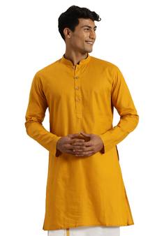 Men'S Mustard Cotton Kurta
