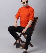 Orange plain cotton men-kurtas
