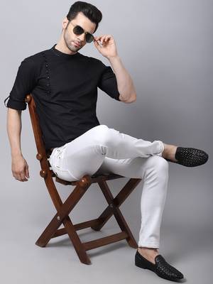Black plain cotton men-kurtas 1