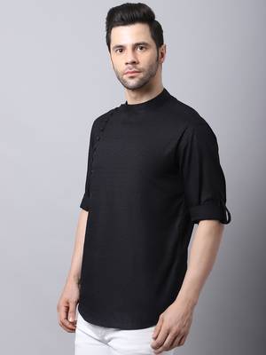 Black plain cotton men-kurtas 3