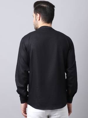 Black plain cotton men-kurtas 4