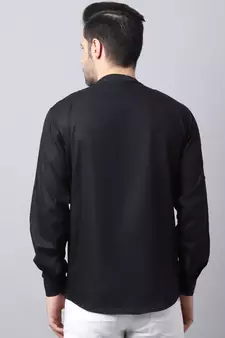 Black plain cotton men-kurtas
