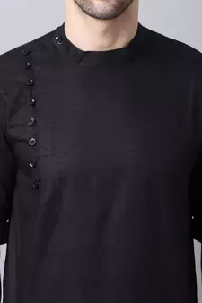 Black plain cotton men-kurtas