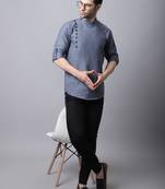 Grey plain cotton men-kurtas