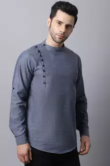 Grey plain cotton men-kurtas