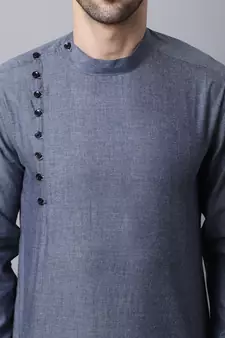 Grey plain cotton men-kurtas